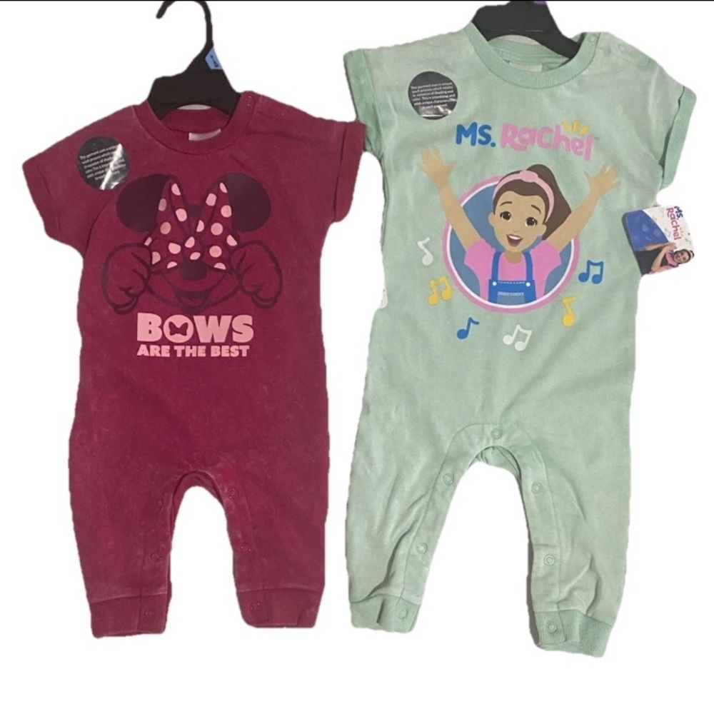 Disney Ms. Rachael Size 3-6 M & Size 12 M Minnie Mouse Baby Bodysuit Romper New